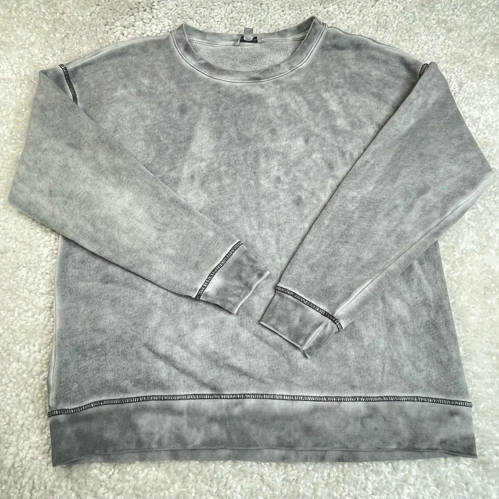 American Eagle Acid Wash Slouchy Gray Sweatshirt Grunge Punk Streetwear Medium - Picture 1 of 5